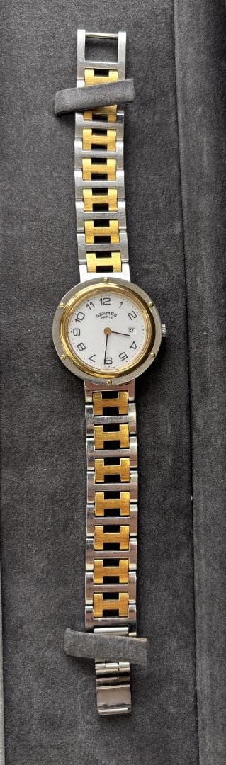 HERMÈS エルメス クリッパークオーツ 箱 コマ 国内ギャラ有り 電池交換済