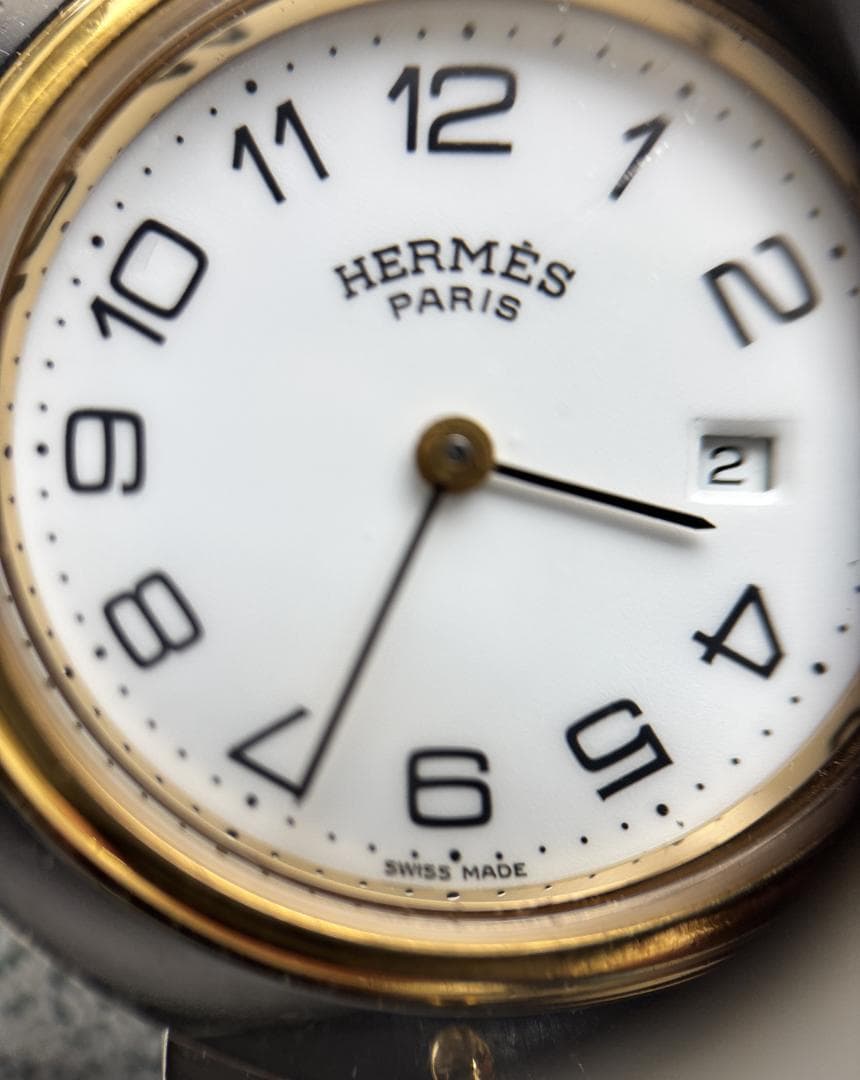 HERMÈS エルメス クリッパークオーツ 箱 コマ 国内ギャラ有り 電池交換済