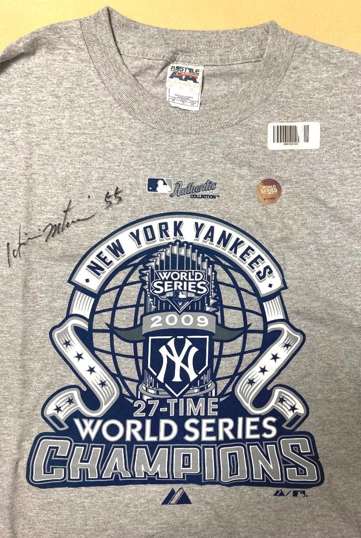 #55ゴジラ松井直筆サイン・2009MLBワールドシリーズ、記念Tシャツ＆CAP