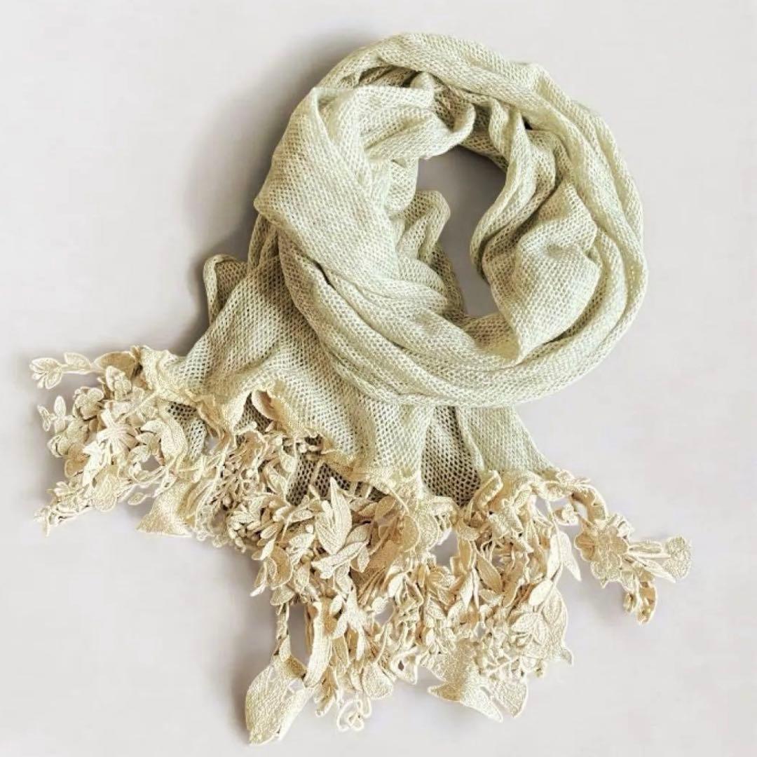 mina perhonen フォレストパレード 花柄刺繍 カシミヤストール