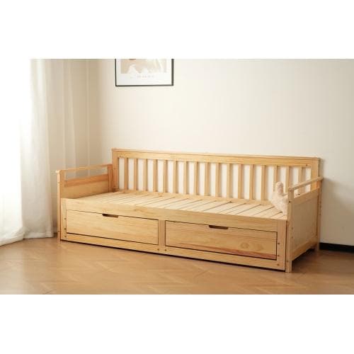 ソファベッド ディベッド 伸長式ベッド 木製 引き出し付き 収納付き おしゃれ