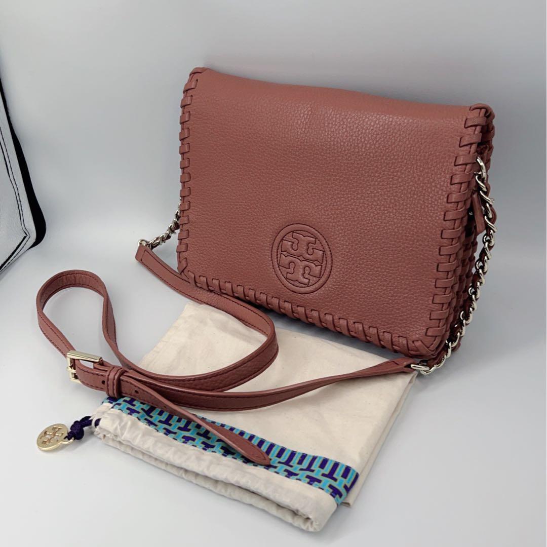極美品✨TORY BURCHチェーンショルダー　マリオン　ピンク系