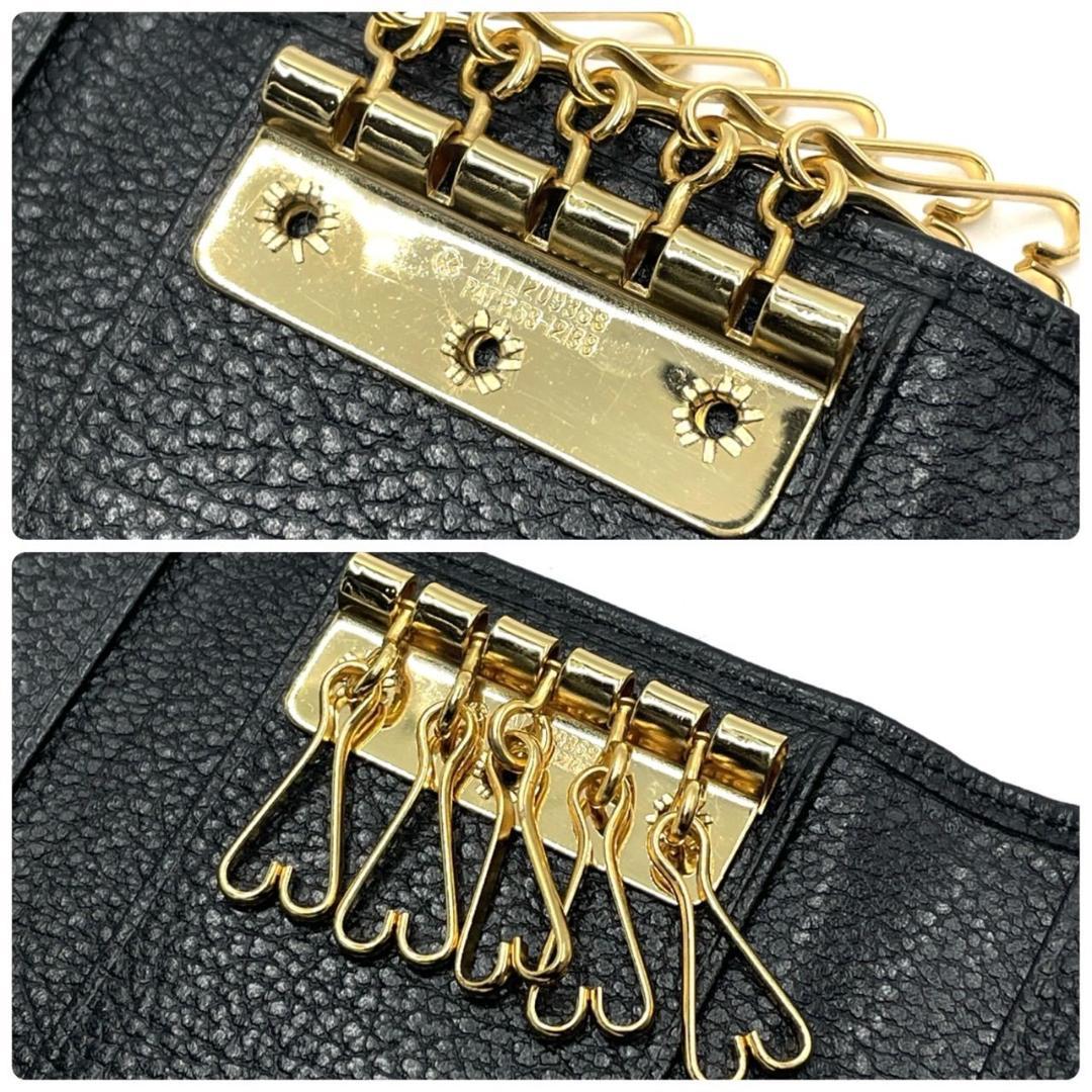 未使用級● イヴサンローラン キーケース 5連 YSLロゴ ブラック レザー