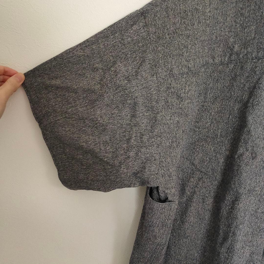 amachi. グレー 五分袖 七分袖 チュニック リネン プルオーバー