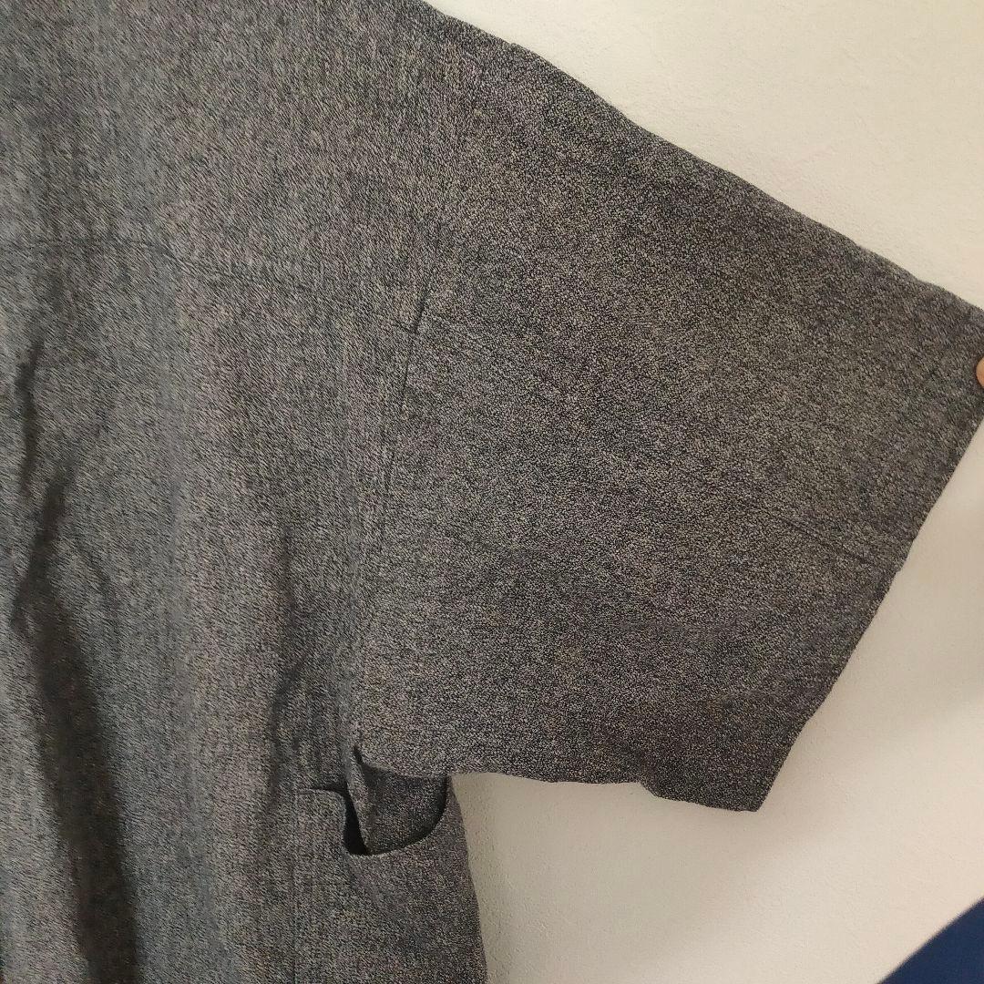 amachi. グレー 五分袖 七分袖 チュニック リネン プルオーバー