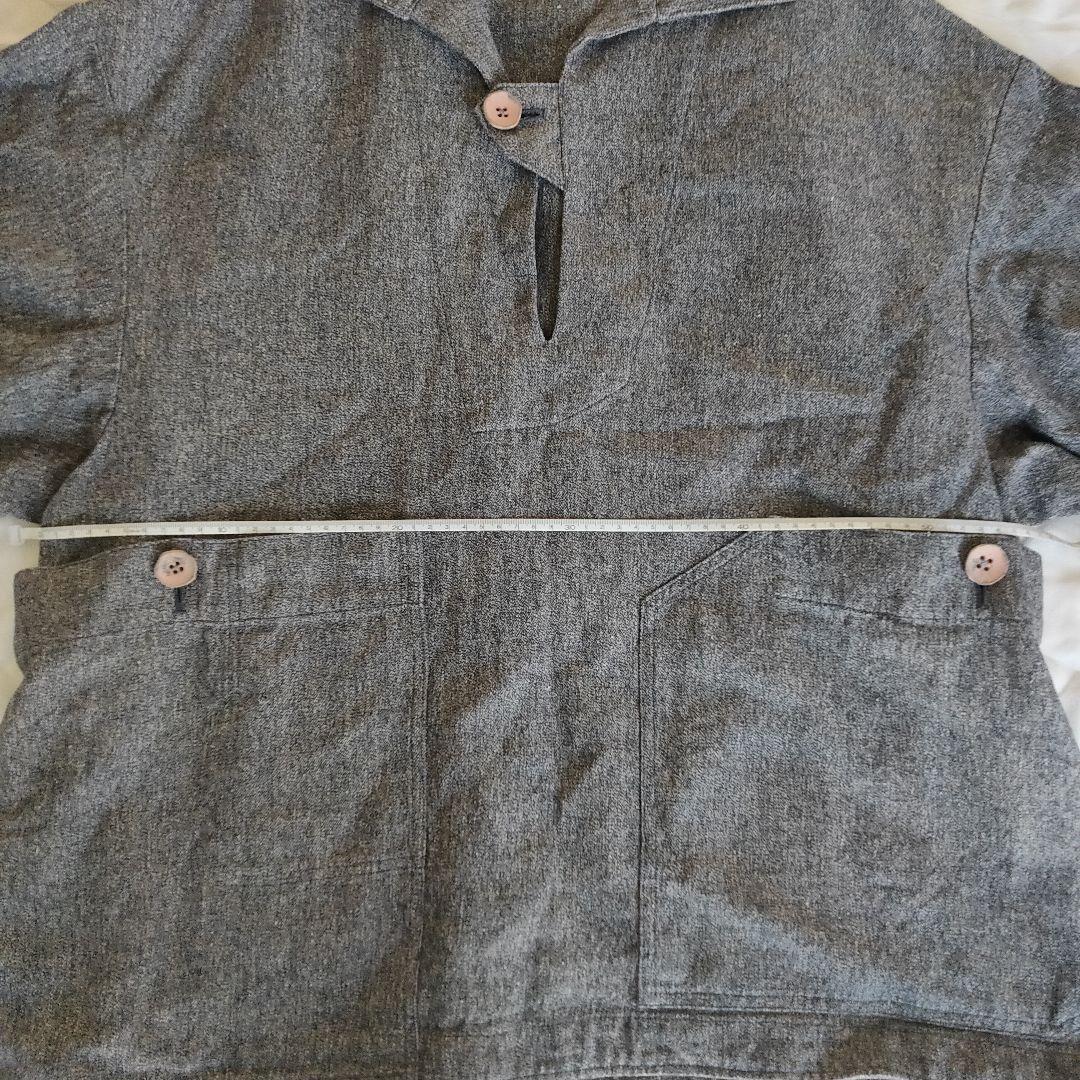 amachi. グレー 五分袖 七分袖 チュニック リネン プルオーバー