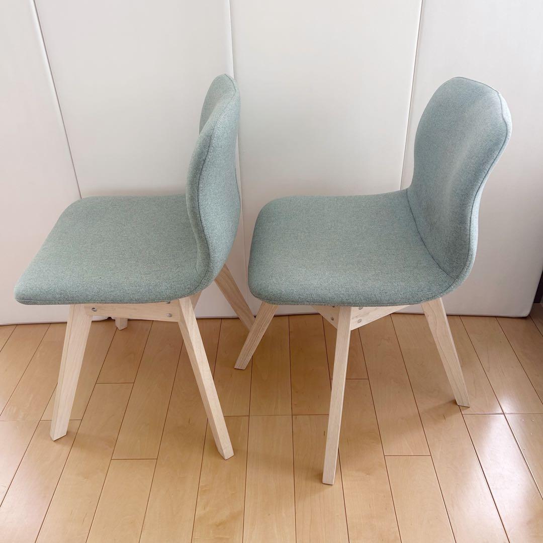 ２脚セット　ニトリ　回転式ダイニングチェア サンデー WW/GR 天然木　美品