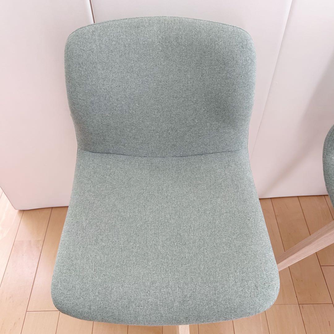 ２脚セット　ニトリ　回転式ダイニングチェア サンデー WW/GR 天然木　美品