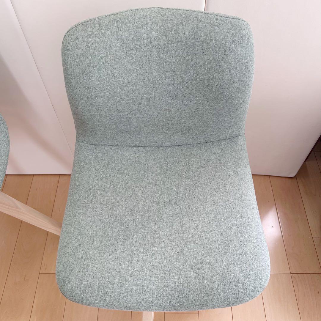 ２脚セット　ニトリ　回転式ダイニングチェア サンデー WW/GR 天然木　美品