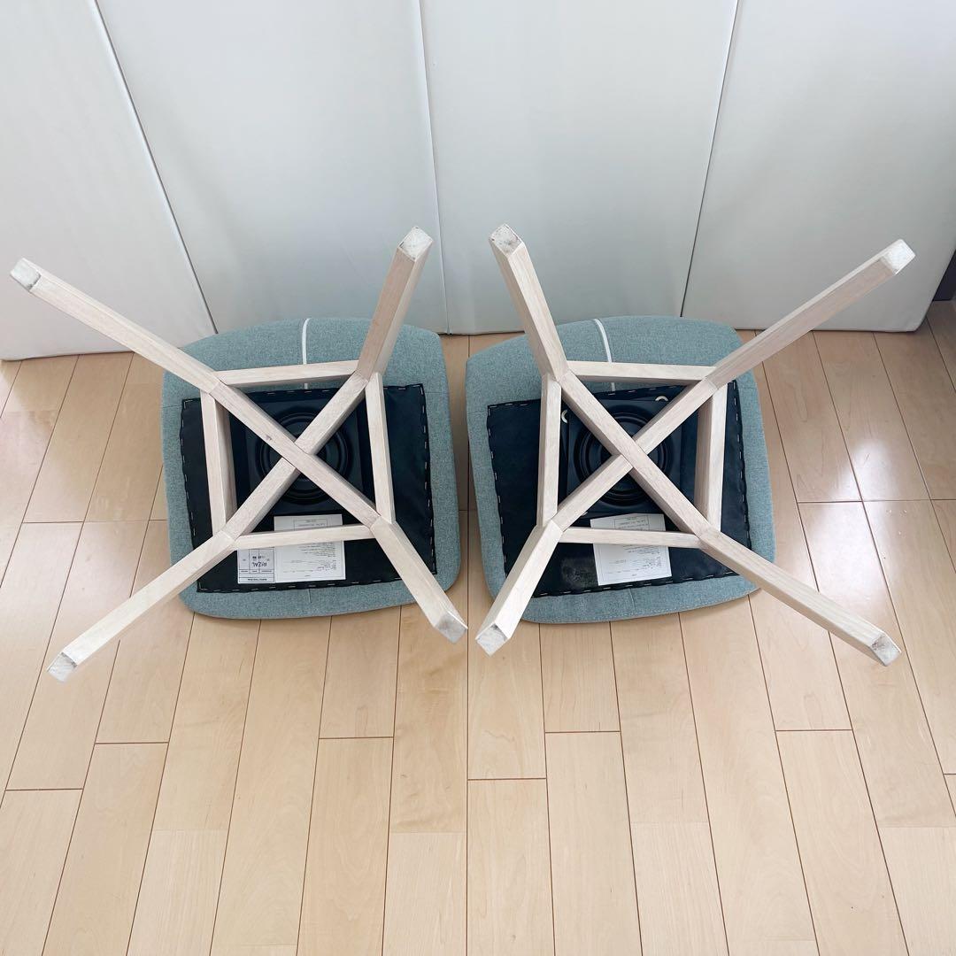 ２脚セット　ニトリ　回転式ダイニングチェア サンデー WW/GR 天然木　美品