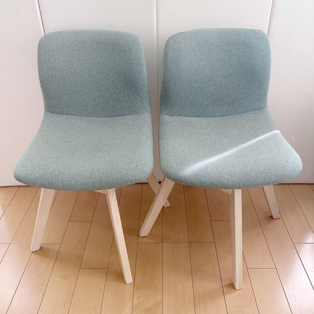 ２脚セット　ニトリ　回転式ダイニングチェア サンデー WW/GR 天然木　美品