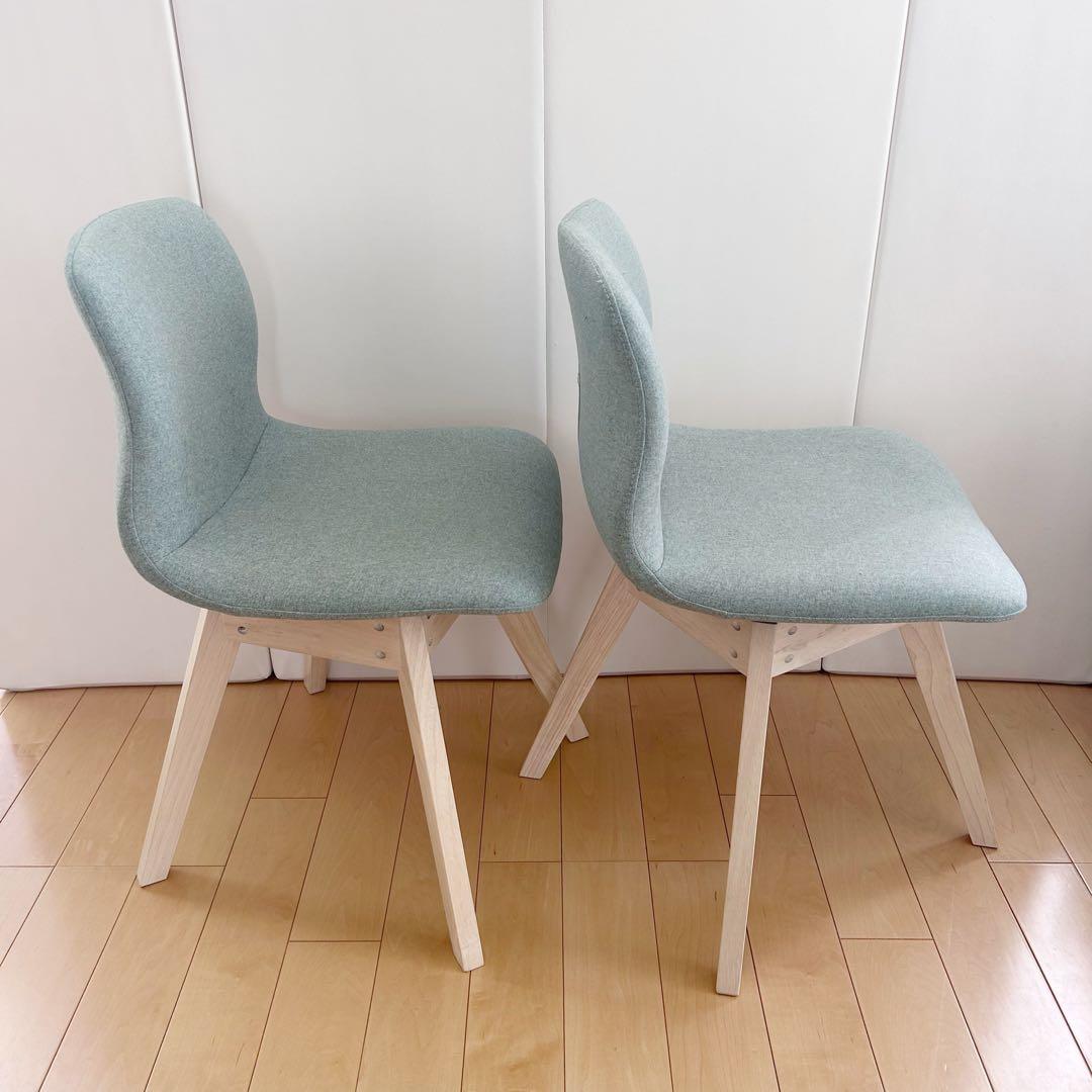 ２脚セット　ニトリ　回転式ダイニングチェア サンデー WW/GR 天然木　美品