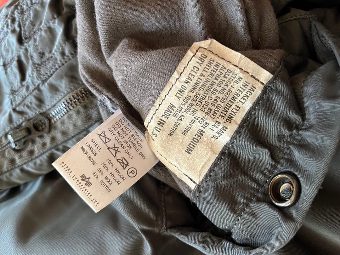 ALPHA INDUSTRIES MA-1 USA製 1969 scovill