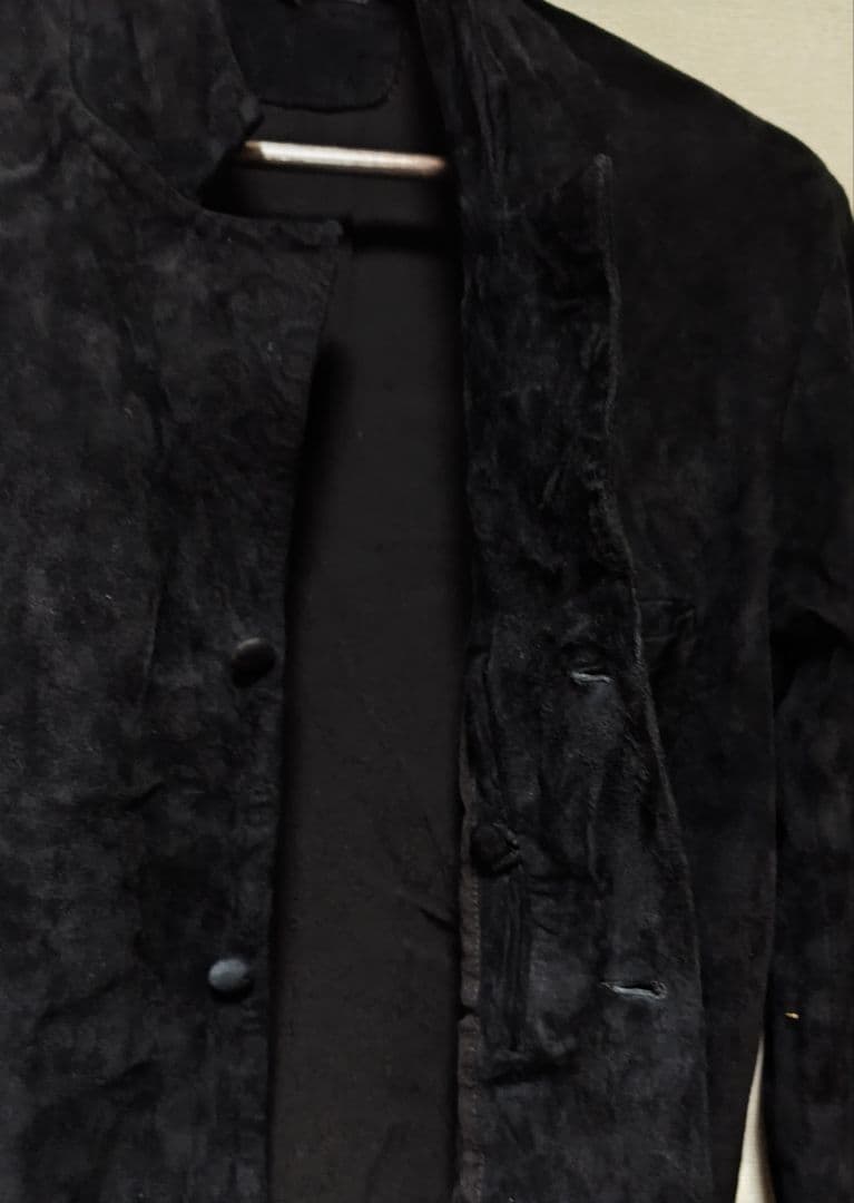 黒 ノーカラー ジャケット ピューター刺繍