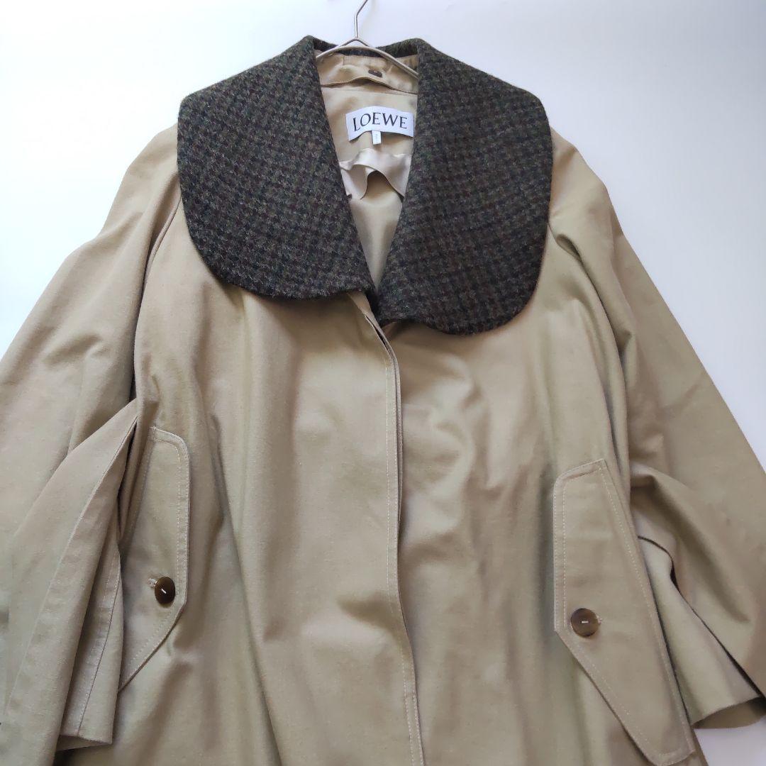 美品 ロエベ ツイードカラー 2way マキシ丈 トレンチコート ベルト付