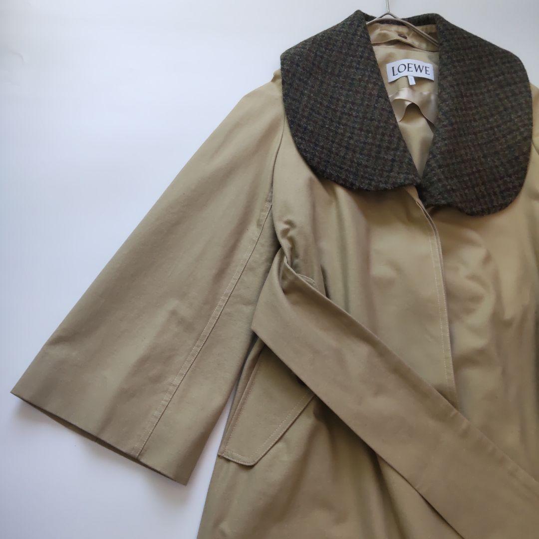 美品 ロエベ ツイードカラー 2way マキシ丈 トレンチコート ベルト付