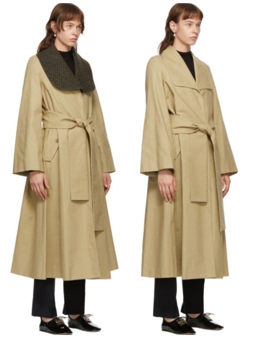 美品 ロエベ ツイードカラー 2way マキシ丈 トレンチコート ベルト付