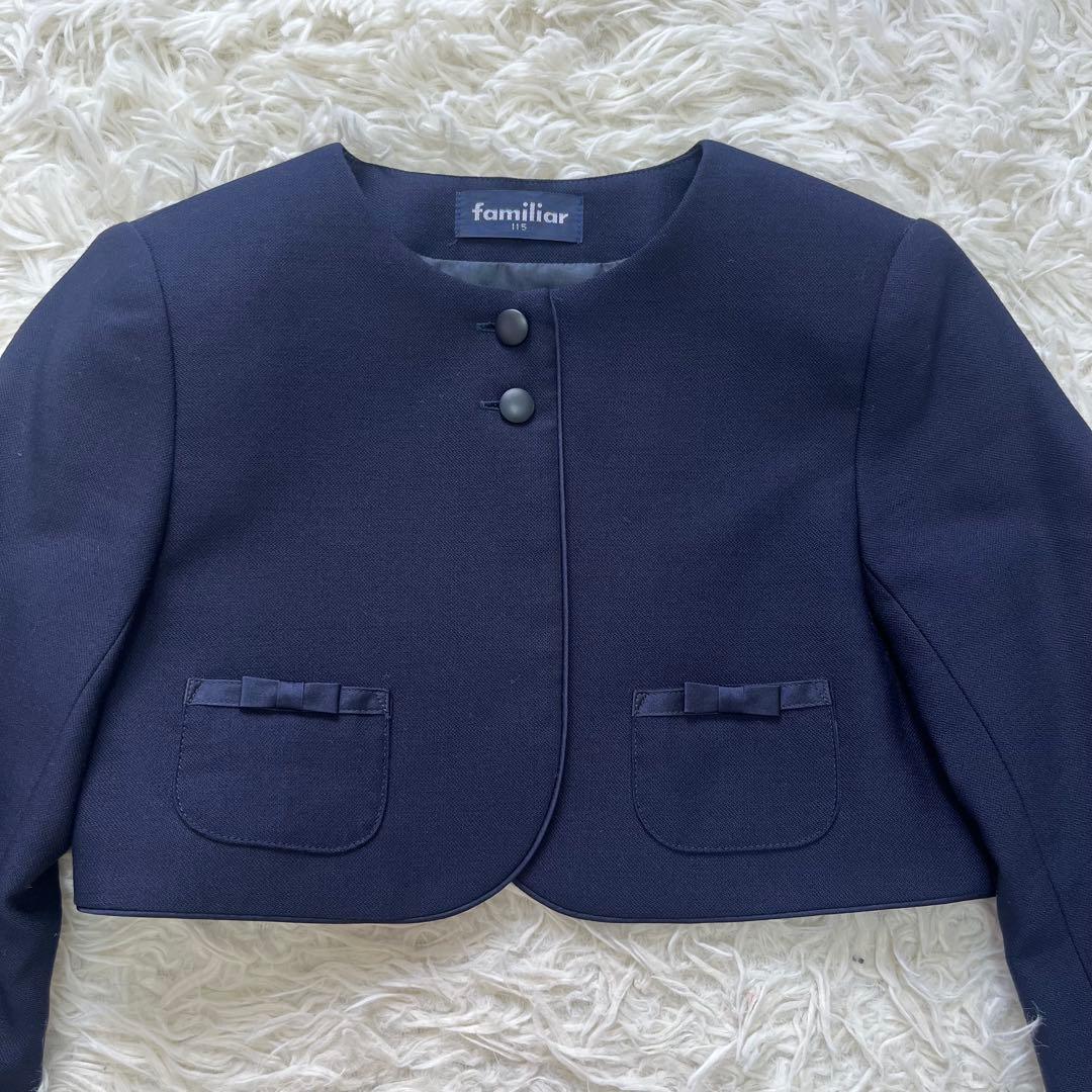 極美品✨ファミリア 115アンサンブルスーツ3点　受験通塾近年購入ネイビー120