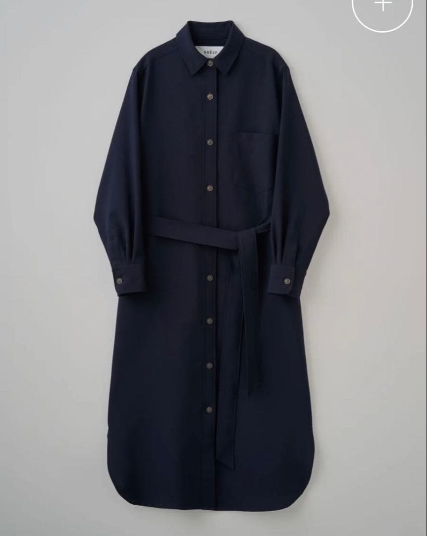 SOÉJU ネイビー ソフトオックスシャツワンピース M