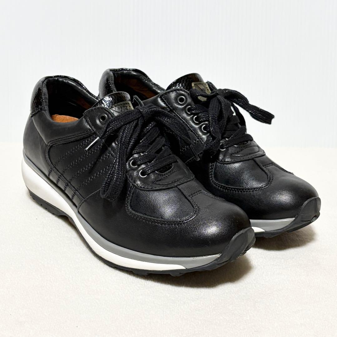 【Xsensible】 ストレッチウォーカー 37 黒 革 健康 綺麗 23.5