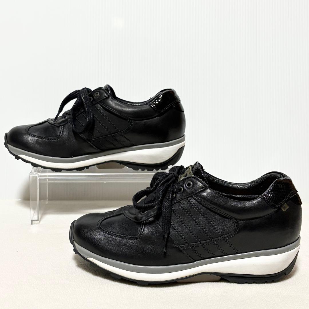 【Xsensible】 ストレッチウォーカー 37 黒 革 健康 綺麗 23.5