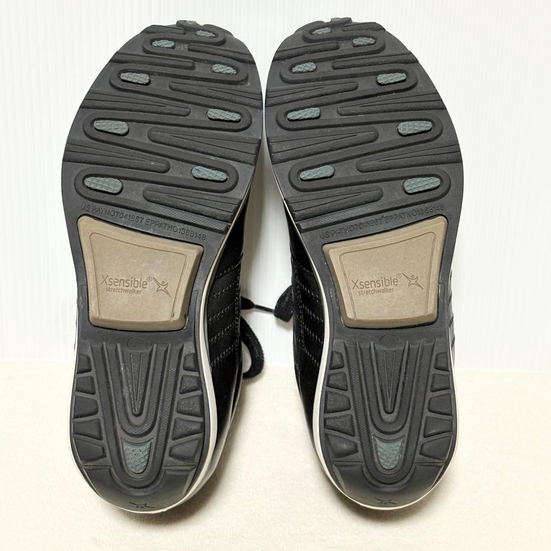 【Xsensible】 ストレッチウォーカー 37 黒 革 健康 綺麗 23.5
