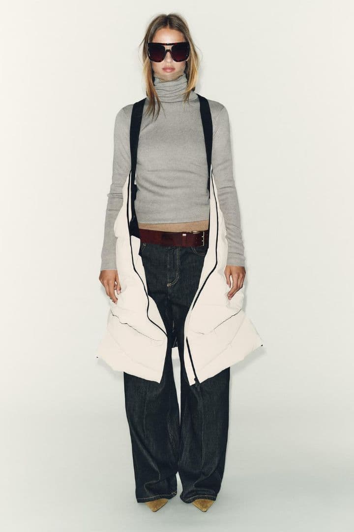 【新品タグ付】ZARA ウィンドプルーフフード付ロングラバー加工アノラックXXL