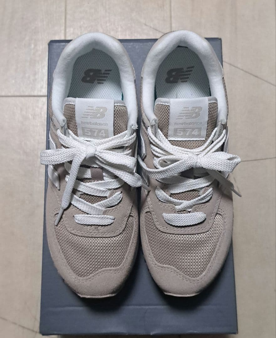 _153❗【未使用に近い美品】ニューバランス574厚底 ブラウン 24㎝