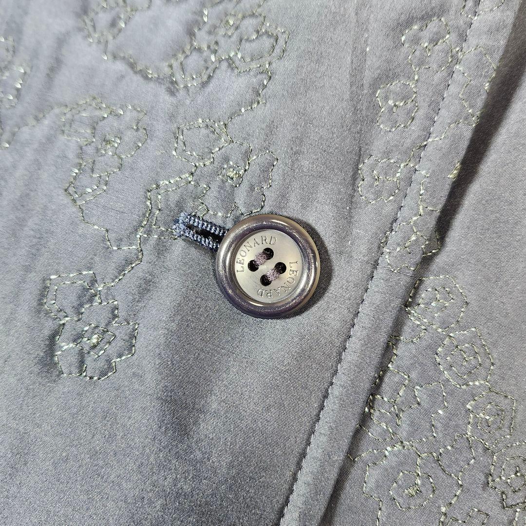 美品　レオナール 中綿　シルク100% ロングコート 襟 フォックスファー