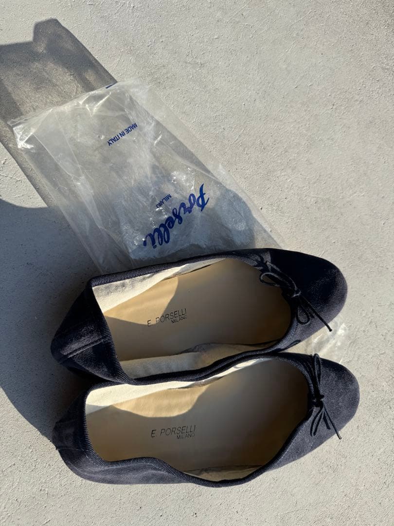 E PORSELLI ネイビー フラットシューズ 38