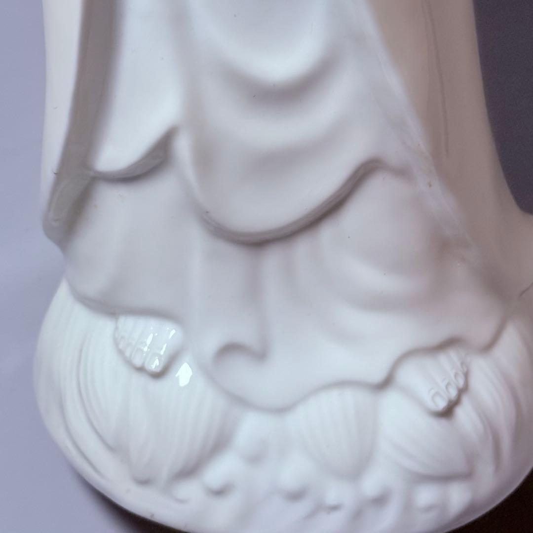 伊万里　鍋島　長春窯　白磁観音像　共箱有り　高さ45㎝