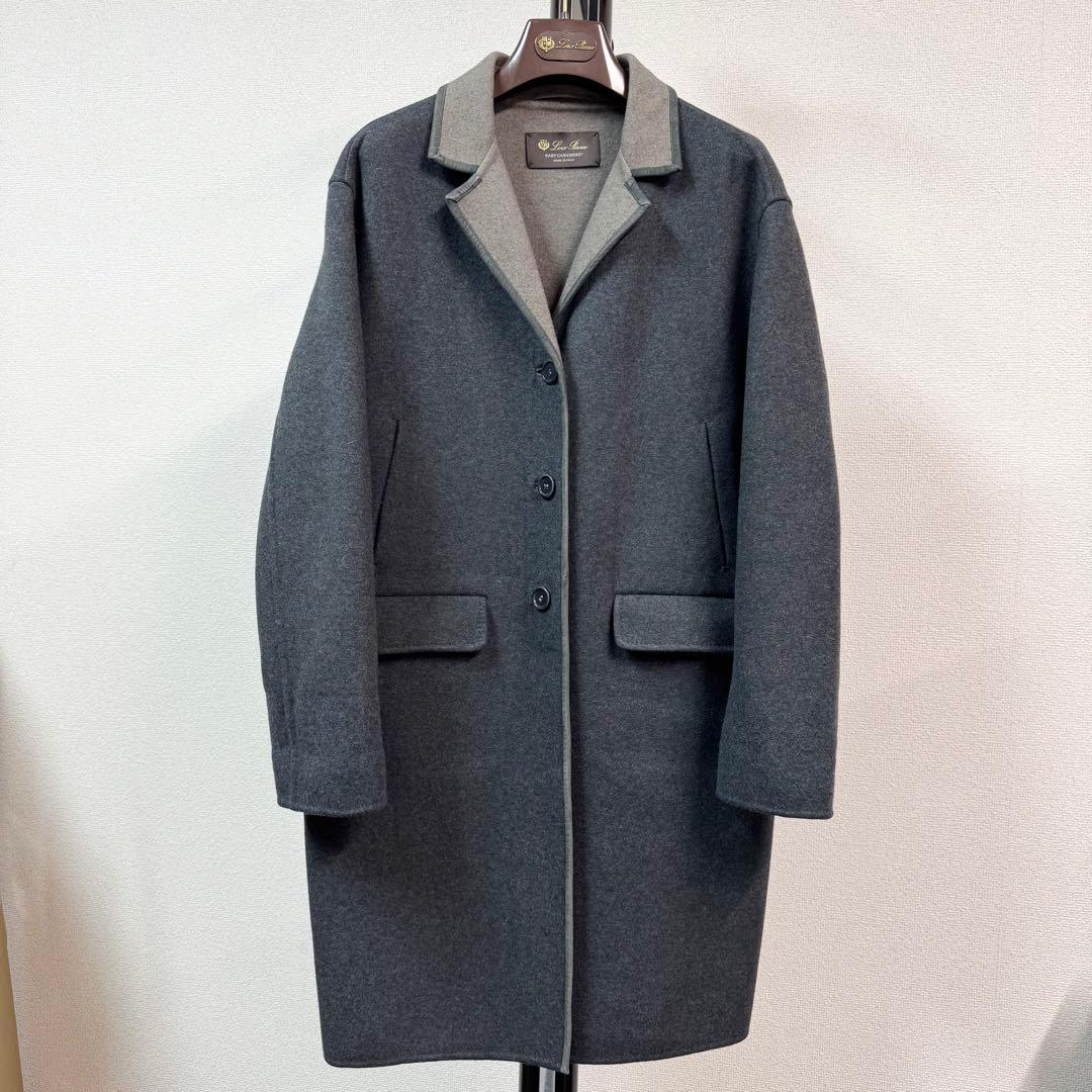 ロロピアーナ　ベビーカシミヤ　38　グレー　ダブルフェイス　チェスターコート