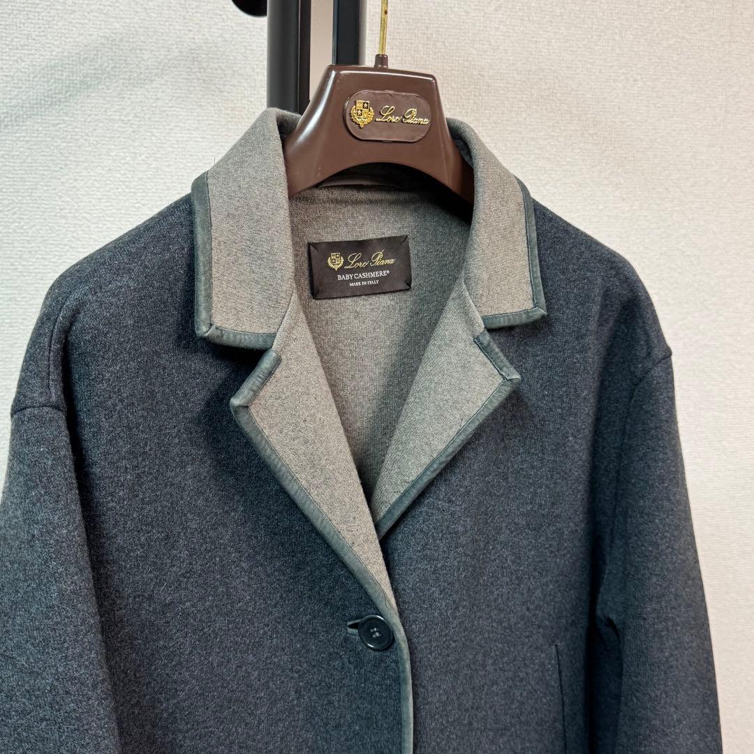 ロロピアーナ　ベビーカシミヤ　38　グレー　ダブルフェイス　チェスターコート
