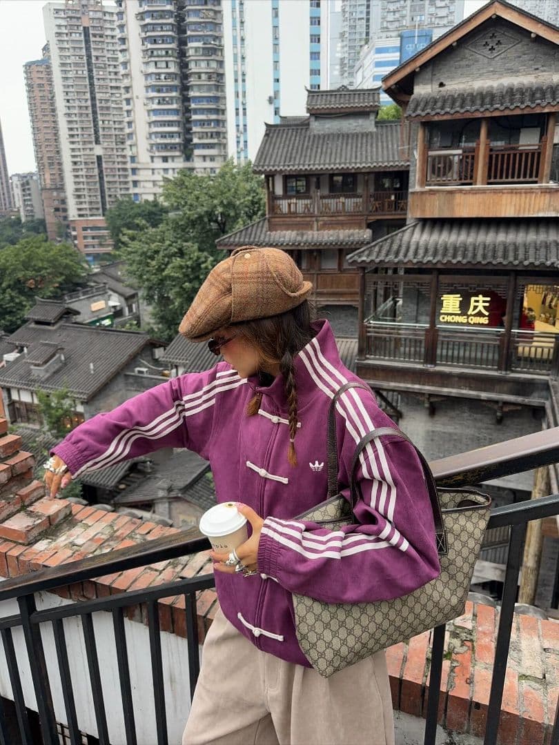 ◆マヤ◆ レトロスタンドカラー✨長袖ジャケットカエルボタン付き