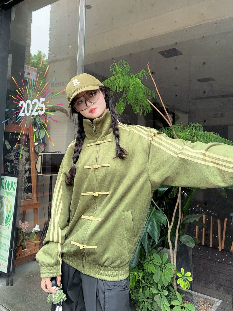 ◆マヤ◆ レトロスタンドカラー✨長袖ジャケットカエルボタン付き