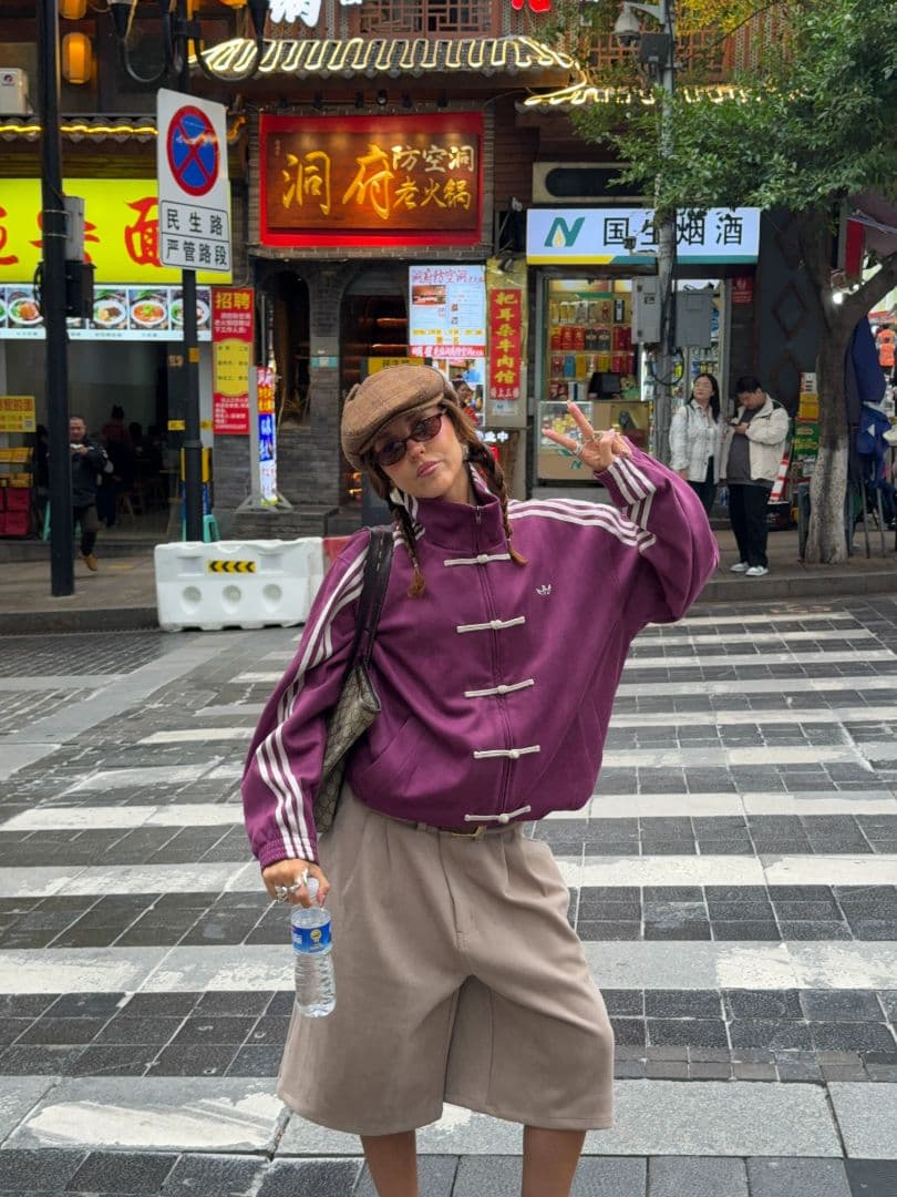 ◆マヤ◆ レトロスタンドカラー✨長袖ジャケットカエルボタン付き