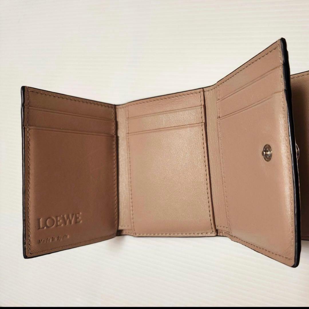 LOEWE　極美品✨ アナグラム バーティカルウォレット 三つ折り サンド