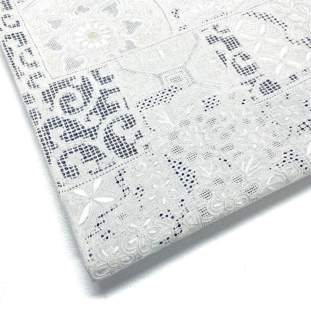 専用帯4690●高級 正絹 紬 相良刺繍 汕頭刺繍 袋帯 中国三大刺繍 花文華文