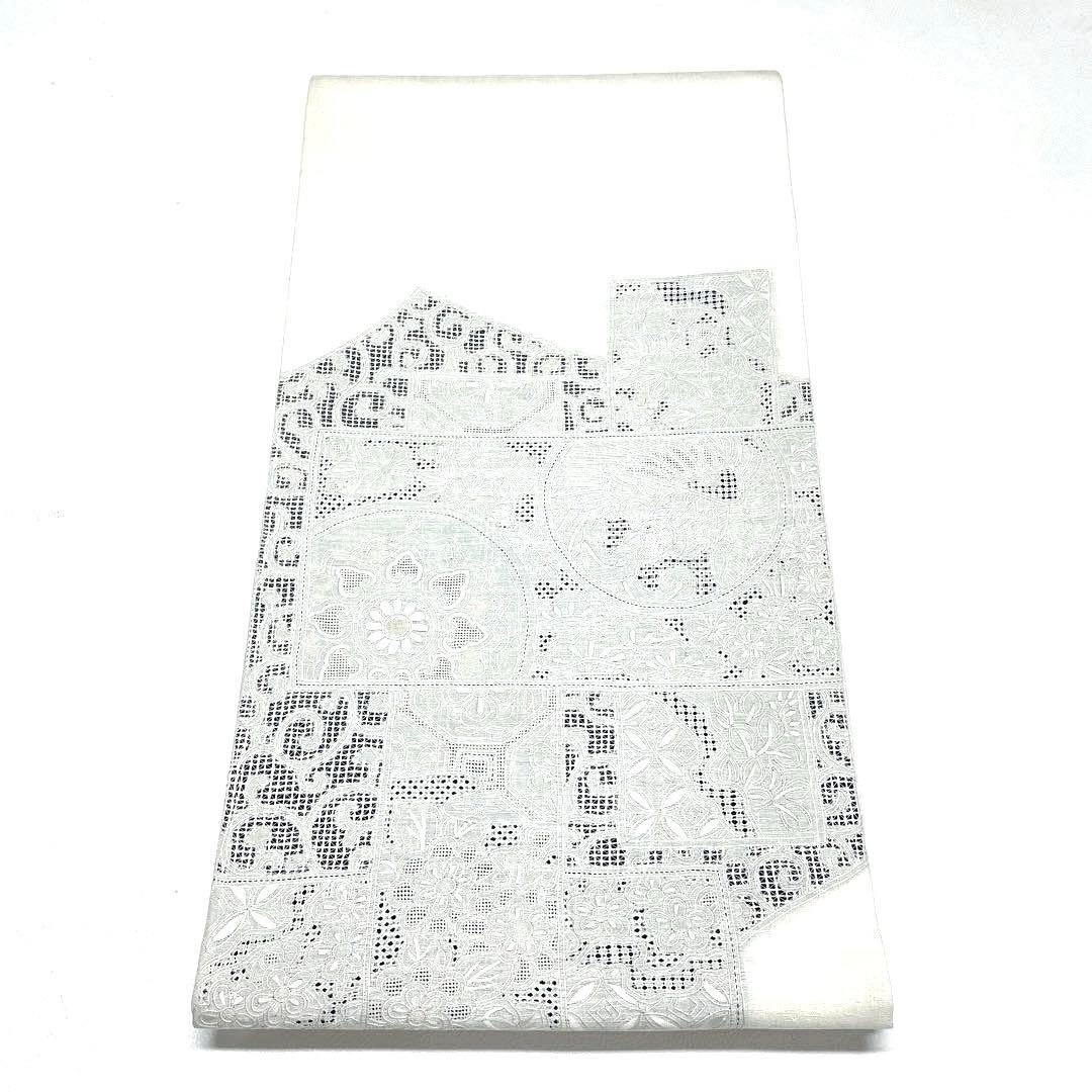 専用帯4690●高級 正絹 紬 相良刺繍 汕頭刺繍 袋帯 中国三大刺繍 花文華文