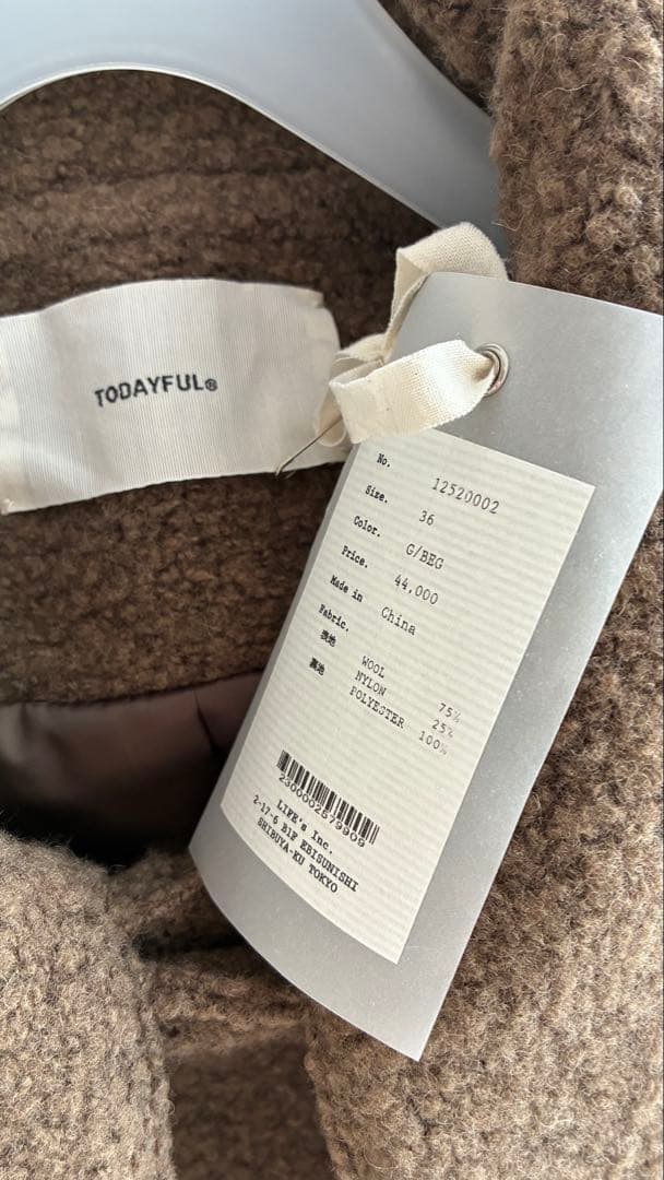 未使用todayful Standcollar Boucle Jacket 36