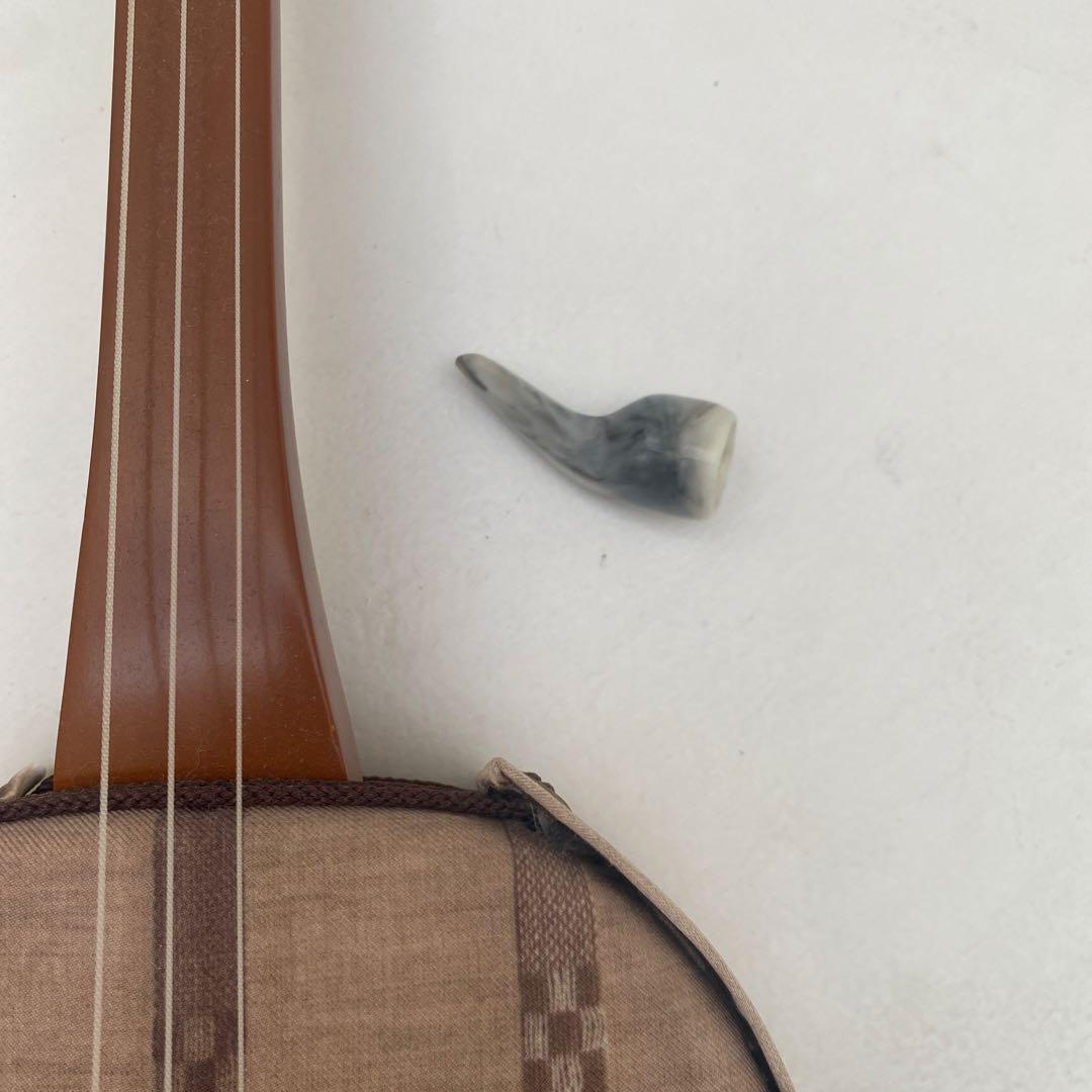 三線本体 ストライプ模様　爪　チューナー付き