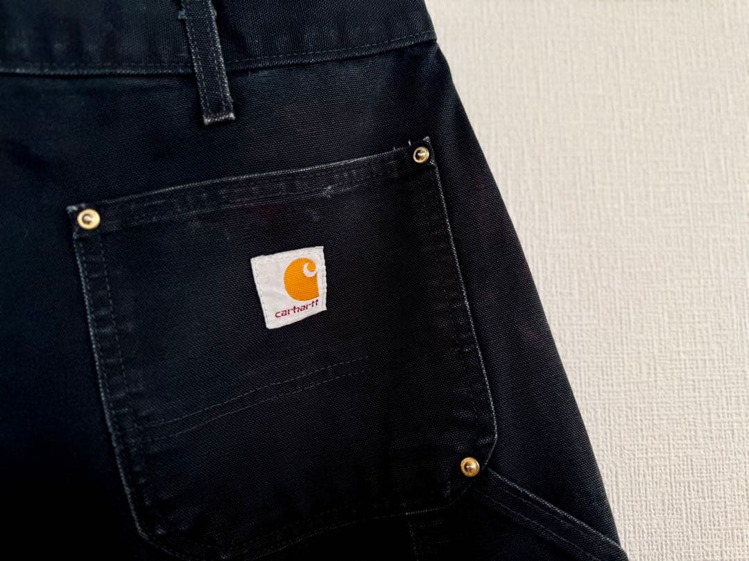超スペシャル 38X32 W38 カーハート ダブルニー パンツ ブラック