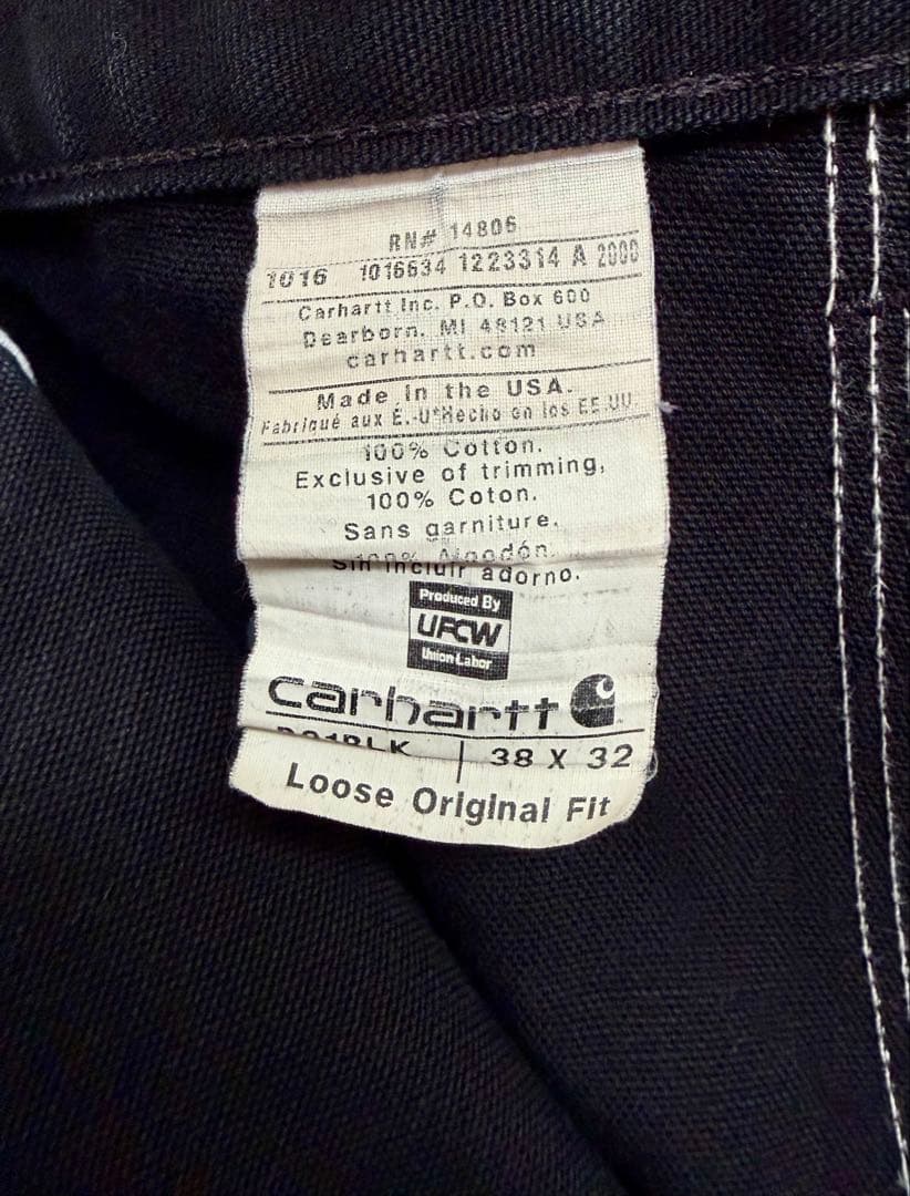超スペシャル 38X32 W38 カーハート ダブルニー パンツ ブラック