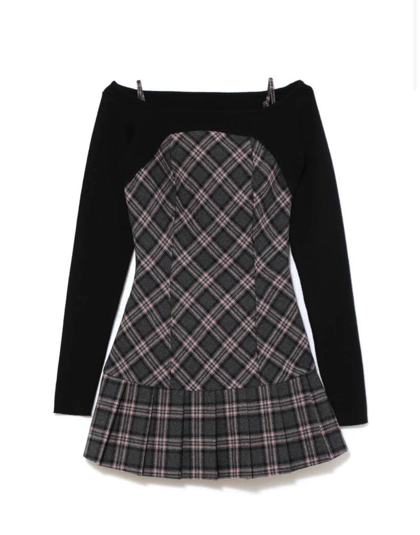 Selena check mini dress カラー　グレイ