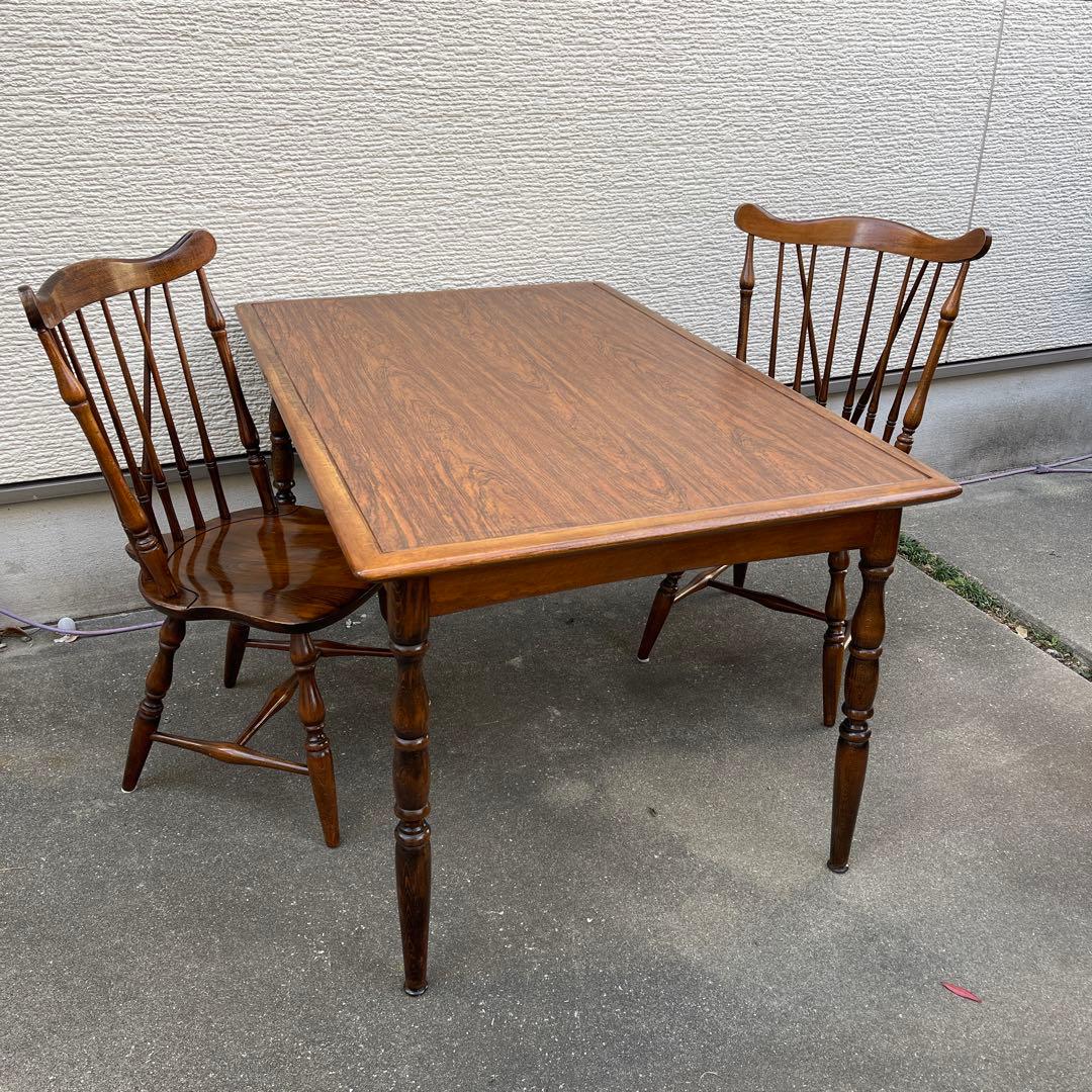 ニコぶたキツツキ 飛騨産業 ウィンザーチェア 2脚 古家具 木製ダイニング