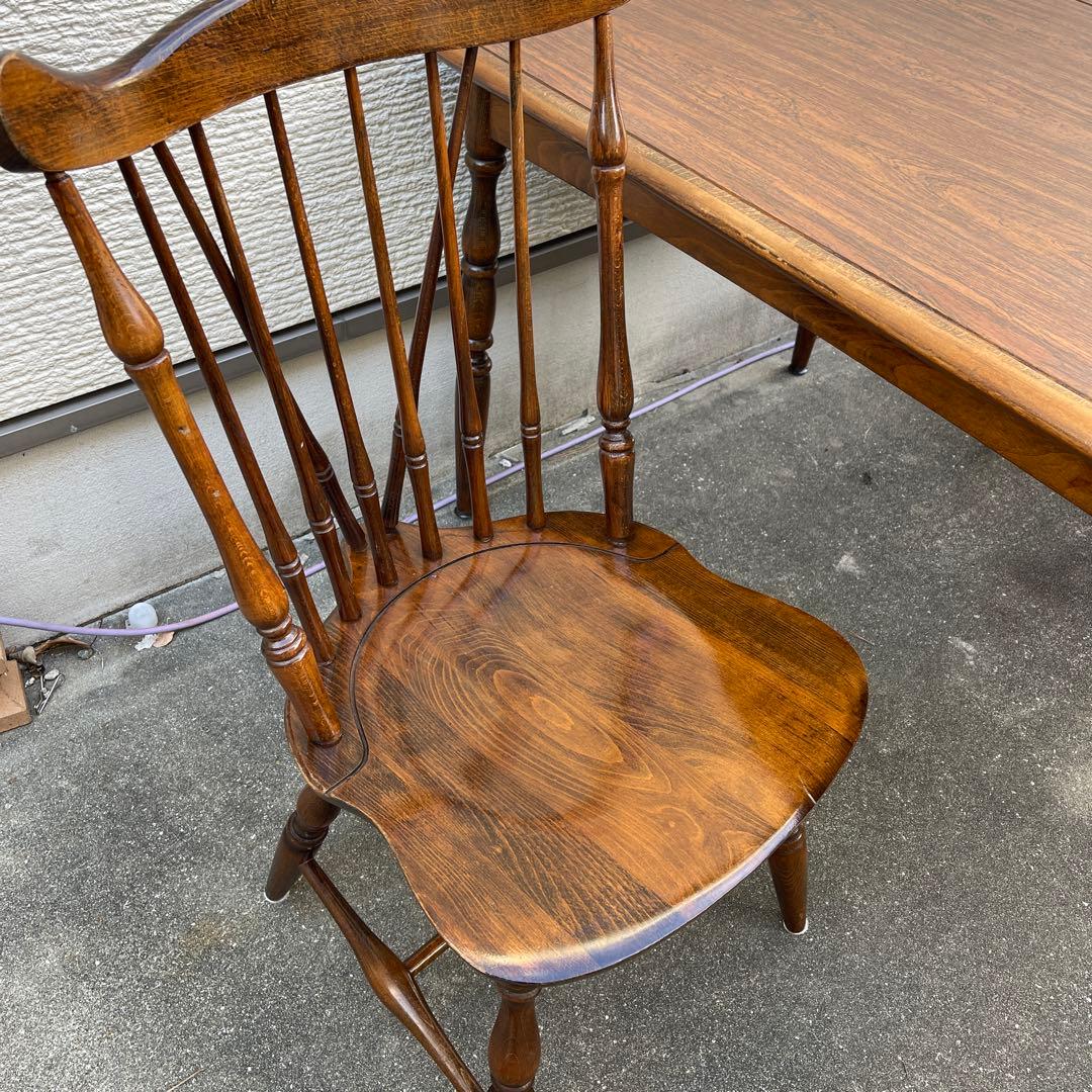 ニコぶたキツツキ 飛騨産業 ウィンザーチェア 2脚 古家具 木製ダイニング