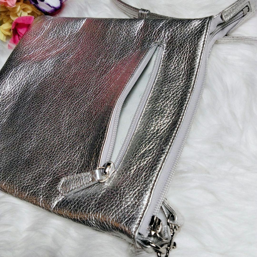 美品♪サロンドアルファード スマイル プチポシェット ショルダーバッグ シルバー