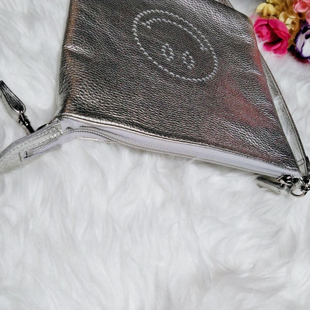 美品♪サロンドアルファード スマイル プチポシェット ショルダーバッグ シルバー