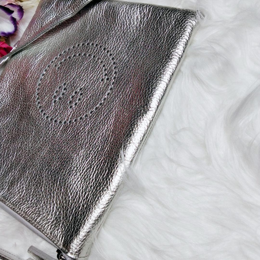 美品♪サロンドアルファード スマイル プチポシェット ショルダーバッグ シルバー