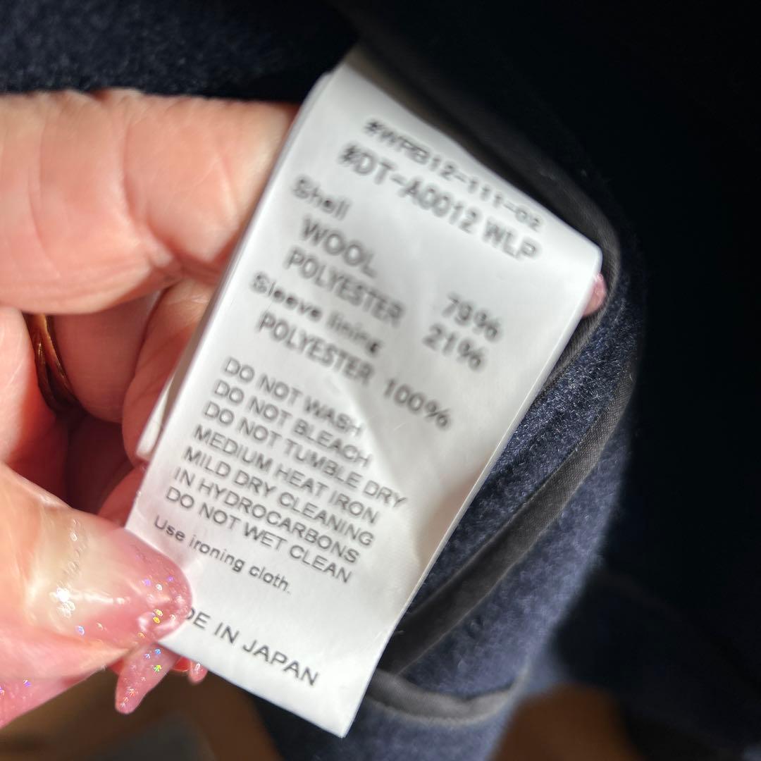 DANTON ウールノーカラーコート 38 ネイビー